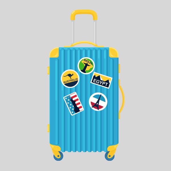 Blue Luggage with Travel Patches