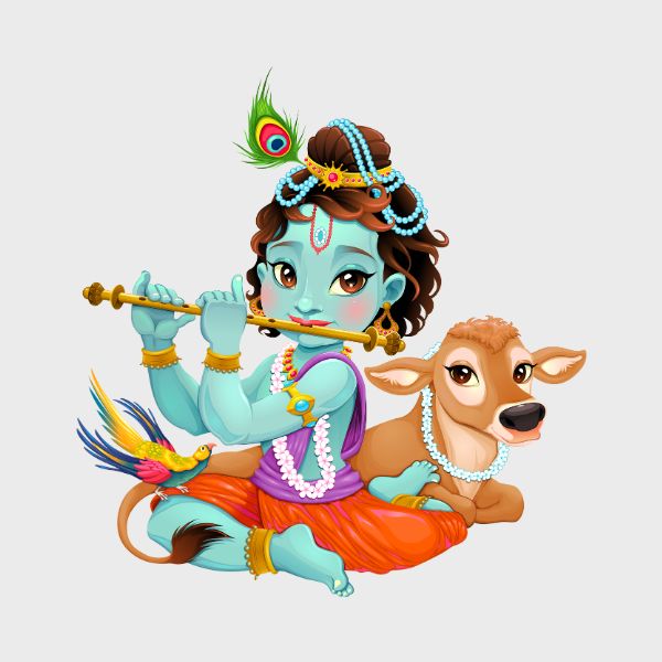 lord krishan with cow