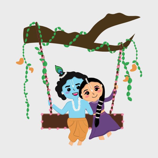 lord Krishna and radha in jhula