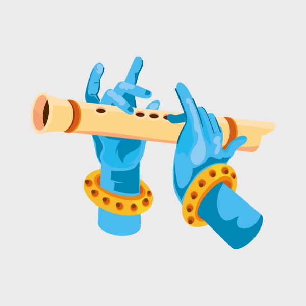 Krishna's hands holding Bansuri